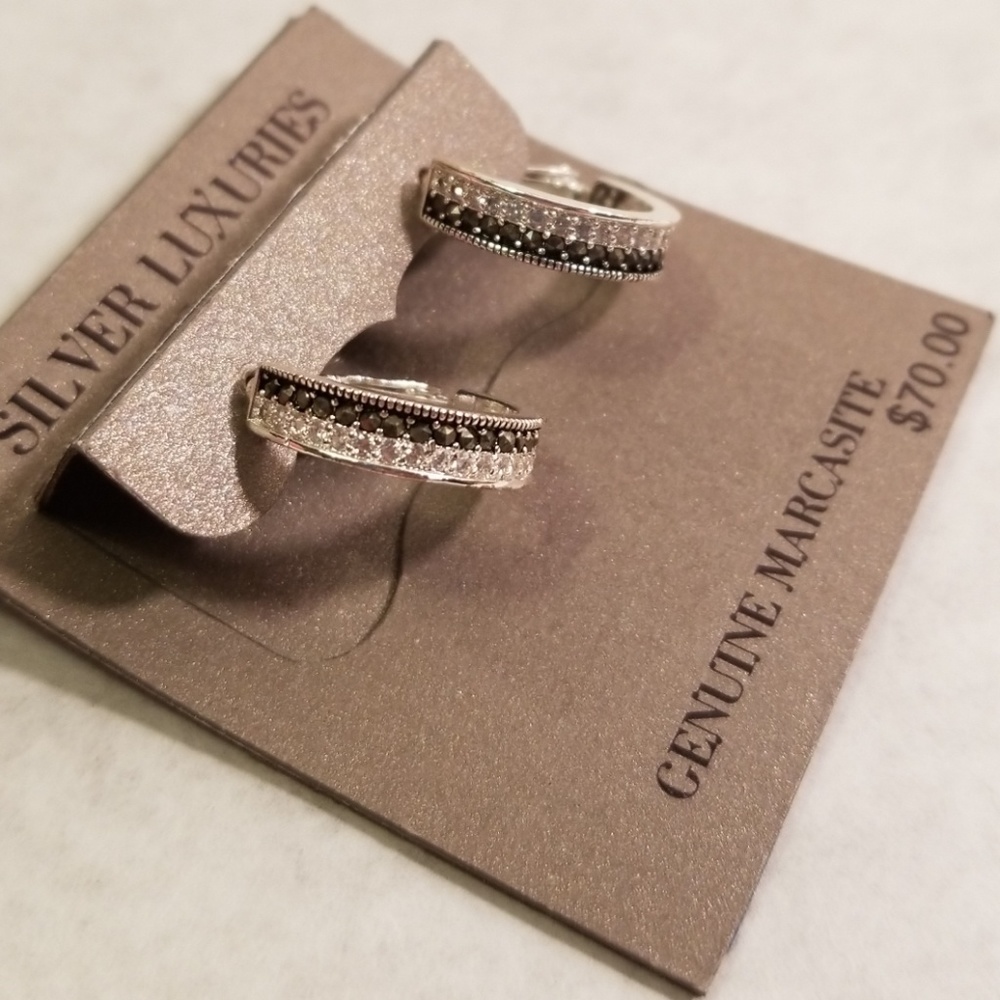 Silver Luxuries Silver Plate Marcasite Earrings